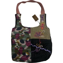 Old Cotton Cargo Vintage Renkli Salaş Etnik Orta Boy Plaj Günlük Kadın Kol Omuz Çantası 34 cm x 37 cm