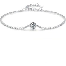0.30 Karat Yuvarlak Moissanite Taşlı Kadın Gümüş Bileklik