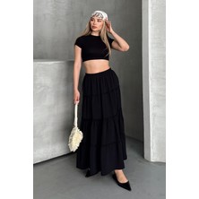 Trendparis Basic Astarlı Pileli Kadın Uzun Etek