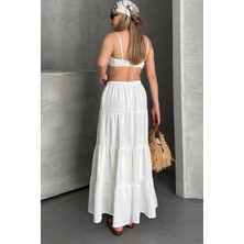 Trendparis Basic Astarlı Pileli Kadın Uzun Etek