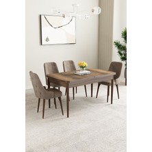 Asaella Mobilya Mabel Barok Desen 80X132 Açılabilir Mdf Masa Yemek Odası Takımı, Mutfak Takımı 4 Adet Sandalye
