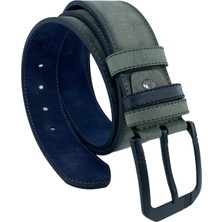 Süzer Deri Haki Yeşil Süet Suni Deri Desenli Model 4.5 Cm.lik Unisex Spor Kemer - 4510-10-ST