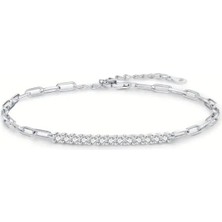 0.30 Karat Moissanite Taşlı Suyolu Kadın Gümüş Bileklik