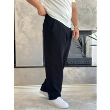 Erkek Rahat Kalıp Keten Pantolon Siyah ECA001