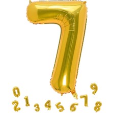 Parti Adresi Rakam Folyo Balon 7 Altın Renk 100 cm - 40"