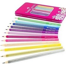 Faber-Castell Parlak Renkler Metal Kutu Pembe  12'li