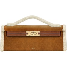 Jw Peı Sarı Kahverengi Suni Süet Üst Saplı Çanta