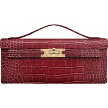 Jw Peı Bordo Timsah Desenli Üst Saplı Çanta