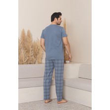 Ercan Erkek Ekoseli Cepli Kısa Kollu Pijama Takımı