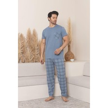 Ercan Erkek Ekoseli Cepli Kısa Kollu Pijama Takımı