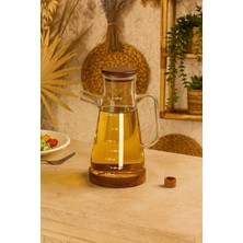 Akasya Kapaklı Kendinden Standlı Borasilikat Cam Yağlık Sirkelik 900 ml  - Akasya Yağdanlık