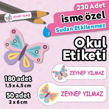 Hediyehanesi Kelebek Temalı Kişiye Özel Isimli Defter Kalem Okul Etiketi, Yırtılmaz Pvc Etiket, Sudan Etkilenmez