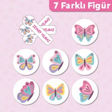 Hediyehanesi Kelebek Temalı Kişiye Özel Isimli Defter Kalem Okul Etiketi, Yırtılmaz Pvc Etiket, Sudan Etkilenmez