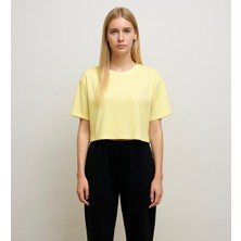 Axxel Kadın Sarı Kısa Kollu Oversize T-SHIRT-D814