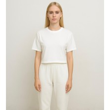 Axxel Kadın Beyaz Kısa Kollu Oversize T-SHIRT-D814