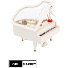 ORH MARKET Beyaz Balerinli Mini Piyano Şeklinde Hediyelik Müzik Kutusu