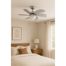 Vanti 60W E27 6 Kanatlı Avizeli Silver Gümüş Tavan Vantilatörü KCF282