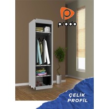 Prado Slim Fit Varyant Çelik Profilli Bez Dolap Gri
