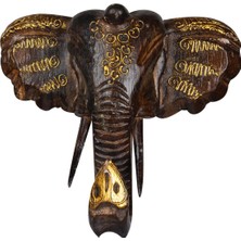 Dekoratif Ahşap Fil Objesi El Yapımı Doğal Tasarım  21 cm x 21 cm