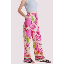 She Best Viskon Kumaş Beli Lastikli Rahat Kesim Bol Paça Kadın Pantolon