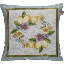 Belıeve Lemon Jakarlı Dokuma Goblen  Dekoratif  Limon Çiçekli Kırlent Kılıfı 45*45