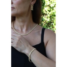 14 Ayar Altın Kalın Örme Halat Zincir Set