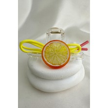 Turuncu Portakal Dilimi Sarı Ip Detay Şeffaf Kıskaç Toka (12CM)