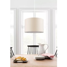 Tekli Sarkıt Çap 30 cm Kumaş  Avize Krem Yuvarlak AV66