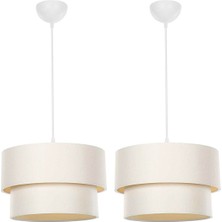 Kumaş Başlık Modern Avize Krem Çiftli Pasta 2 Adet PAV55