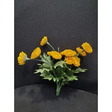 Yapay Sarı Margrit Demeti – 9 Başlıklı Dekoratif Çiçek Buketi