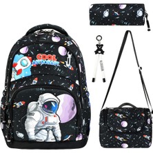 Astronot Uzay 2 Üçlü Erkek Çocuk Ilkokul Okul Çantası Seti (Çanta + Termal Beslenme Çantası +Kalemlik)