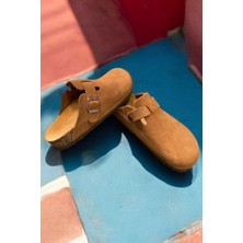 Land Of Cork Anatomik Unisex Doğal Mantar Taban Hakiki Süet Deri Kapalı Terlik