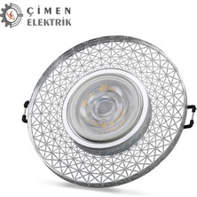 Noas YL65 1767 Iris LED Çerçeveli 4000K Yuvarlak Kristal Cam Spot Kasa - Priz ve Anahtar Için Uyumlu Çerçeve