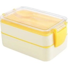 Buffer® 2 Bölmeli Çok Amaçlı 900 ml Kapasiteli Çatal Kaşıklı Dayanıklı Beslenme Kabı Yiyecek Kutusu