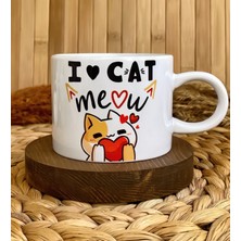 Loren Gift I Love Cat Baskılı Kedi Temalı Motto Porselen Kupa Fincan 200ML