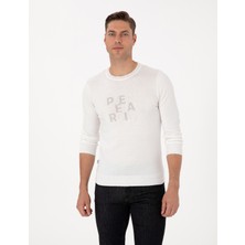 Pierre Cardin Erkek Ekru Slim Fit Bisiklet Yaka Triko Kazak 50315737-VR019