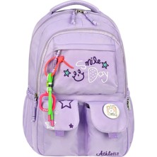 Su Itici Terletmez Kumaş Lise ve Ortaokul Unisex Sırt Çantası Günlük Çanta Özel Kumaş Cepli Desenli