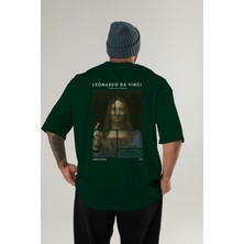 Salvador Mundi Arka Baskılı Oversize T-Shirt Erkek Kadın Bisiklet Yaka Pamuk Tişort