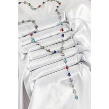 Pirinç Gümüş Renk Karışık Renk Zirkon Taşlı Kalpli Y Kadın Kolye