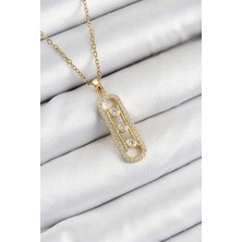 316L Çelik Zirkon Taşlı Messika Model Gold Renk Kadın Kolye