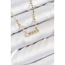 Pirinç Zirkon Taşlı Messika Model Ezme Zincir Gold Renk Kadın Kolye