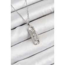 316L Çelik Zirkon Taşlı Messika Model Gümüş Renk Kadın Kolye