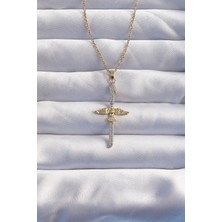 316L Çelik Zincir Gold Renkli Zirkon Taşlı Anka Kuşu Kolye