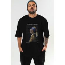 Johannes Vermeer Ön Baskılı Oversize T-Shirt Erkek Kadın Bisiklet Yaka Pamuk Tişort