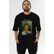 Frida Kahlo Ön Baskılı Oversize T-Shirt Erkek Kadın Bisiklet Yaka Pamuk Tişort
