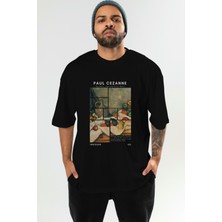 Paul Cezanne Curtain Ön Baskılı Oversize T-Shirt Erkek Kadın Bisiklet Yaka Pamuk Tişort