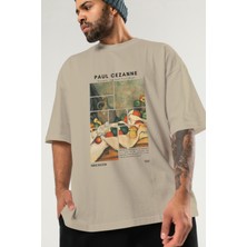 Paul Cezanne Curtain Ön Baskılı Oversize T-Shirt Erkek Kadın Bisiklet Yaka Pamuk Tişort