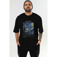 Van Gogh The Starry Night Ön Baskılı Oversize T-Shirt Erkek Kadın Bisiklet Yaka Pamuk Tişort