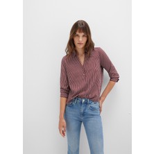 Mavi Çizgili Bordo Bluz 122400-88614