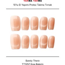 Takma Takma 10'lu Ten Rengi  Kısa Balerin TT1257 Tekrar Kullanılabilir El Yapımı Protez Takma Tırnak - Pembe-XS